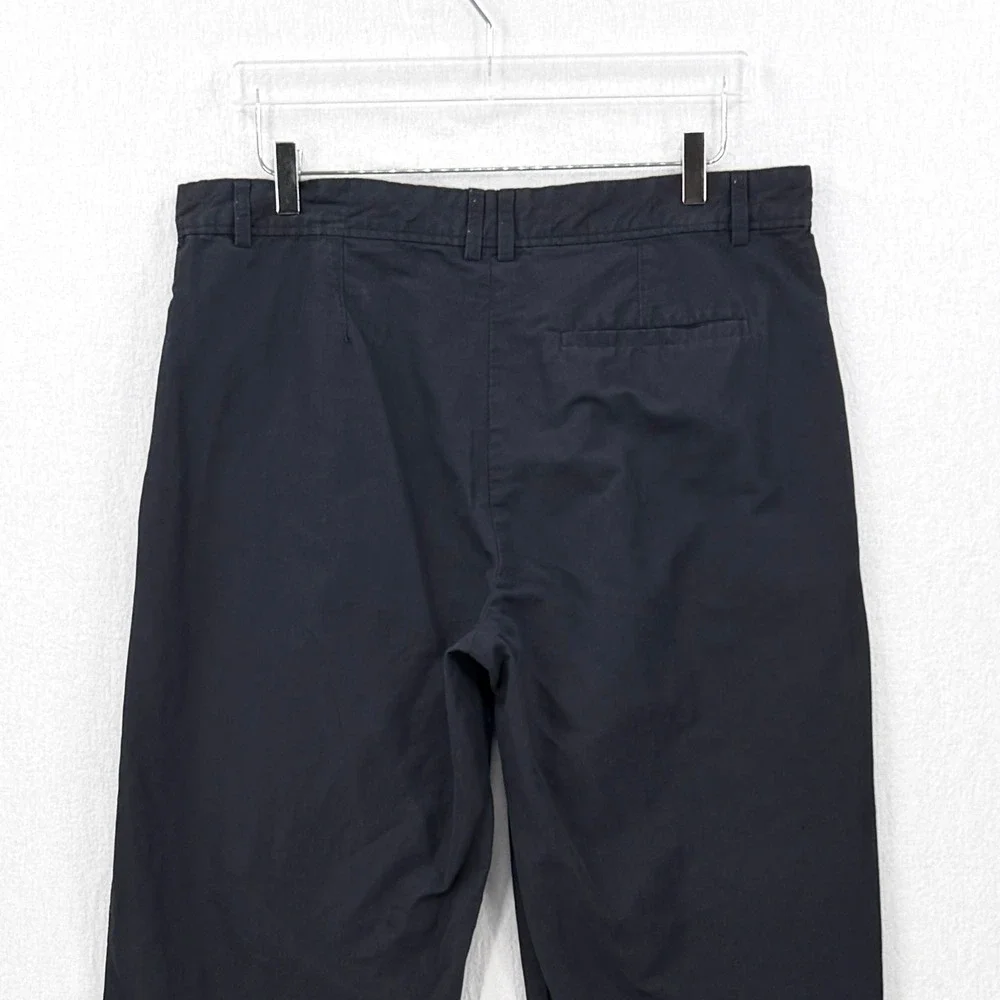 COS Linen Blend High Rise Pleated Pants Womens 14 Navy Blue Ankle Balloon